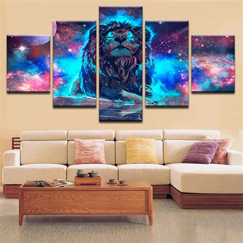 Artsailing 5 Piece Canvas Art Abstract Leo Nebula Lion Constellation