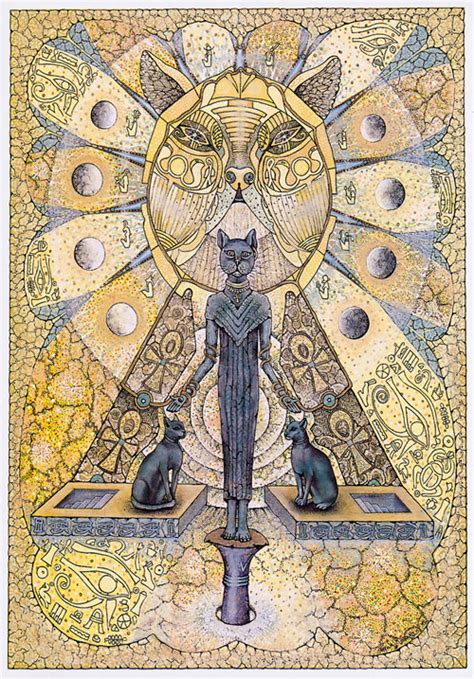 Bast Egyptian Cat Goddess Art 5x7 Blank Greeting Card Pagan Mythology Psychedelic Gypsy Goddess