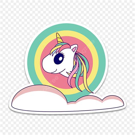 Unicorn Rainbow Sticker With Cloud Unicorn Sticker Unicorn Cute Png