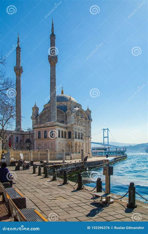 Istanbul Turkey March 26 2019 View Of Ortakoy Mosque And Bosphorus