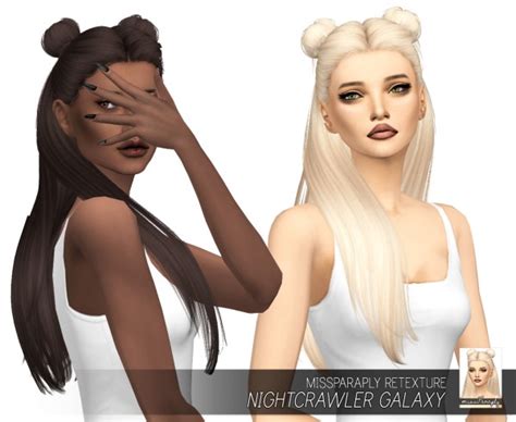 Sims 4 Hairs Miss Paraply Nightcrawler`s Galaxy Hair Retextured