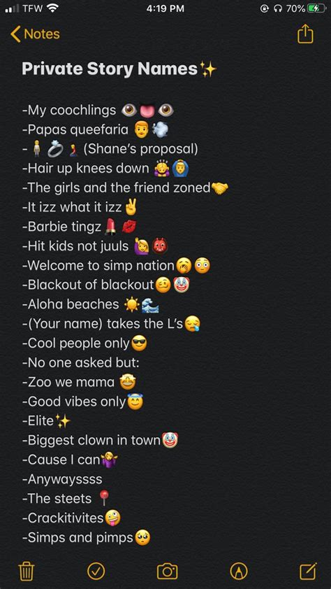 Pin by Kiarah Fetteroli on Private story names | Snapchat names