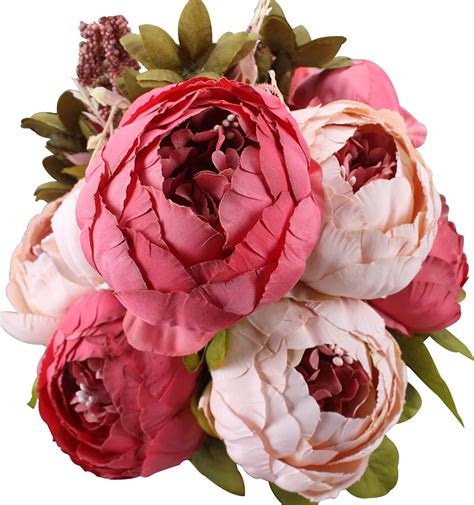 duovlo fake flowers vintage artificial peony silk flowers wedding home decoration pack of 1