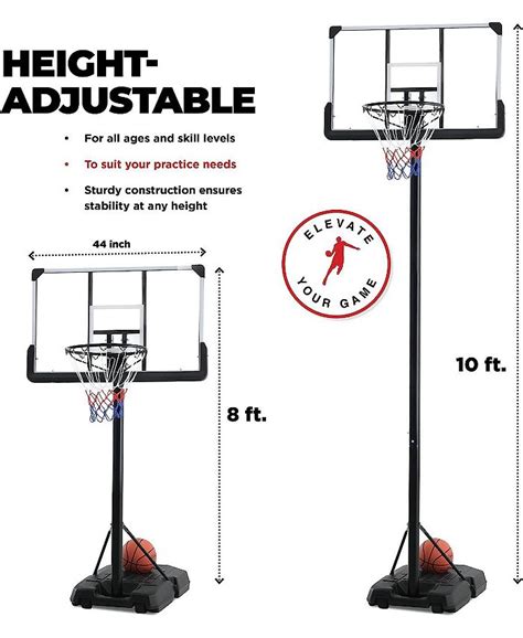 Play22usa Portable Basketball Hoop 10 Ft Adjustable 44in Shatterproof