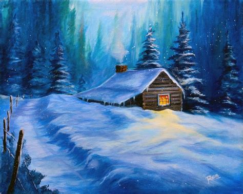 Snowbound Fine Art Winter Cabin By Rea Desantis Log