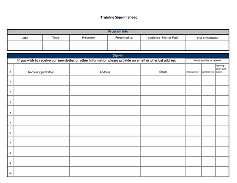 Training Attendance Sign In Sheet Templates At