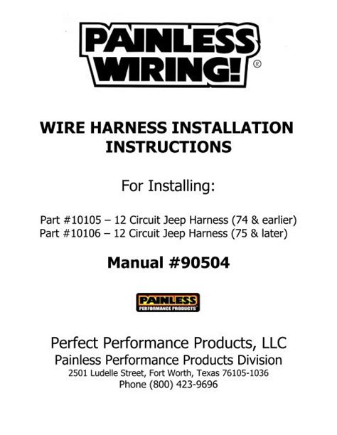 Painless Wiring Instructions