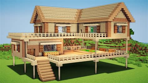 Minecraft Large Wooden House Tutorial How To Build A Survival House