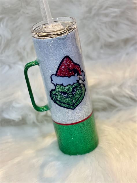 Merry Grinchmas The Grinch Tumbler With Handle Christmas Tumbler Green