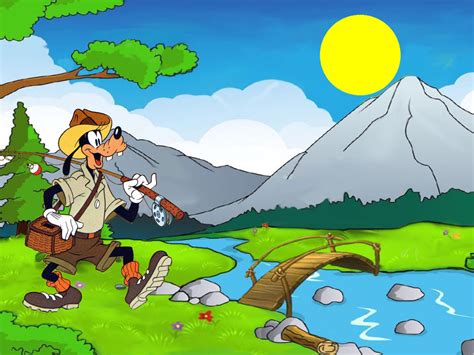 Fish Hunting Goofy Cartoon Disney Desktop Desktop Wallpaper For Pc