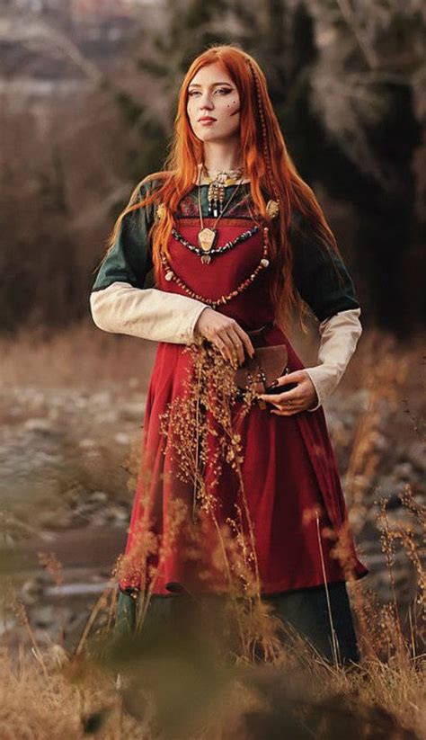 Who are some famous women warriors in folklore? Viking ladys costume from the linen Silhouettes of the ...