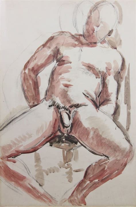 Seated Male Nude Original Oil Painting On Paper Naked Etsy My Xxx Hot Girl