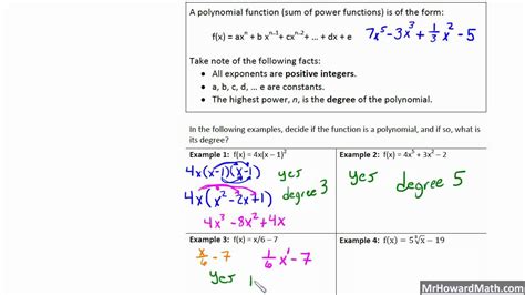 Polynomial Fundamentals Identifying Polynomials And The Degree Youtube