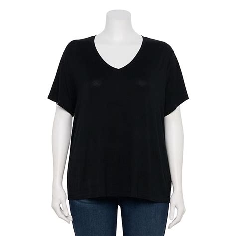 Plus Size Nine West Essential Soft Spun Short Sleeve V Neck Top