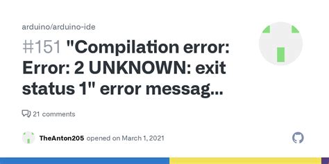 Compilation Error Error 2 Unknown Exit Status 1 Error Message Is
