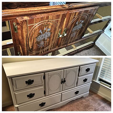 Particle Board Before And After With Chalk Paint For A Vintage Look