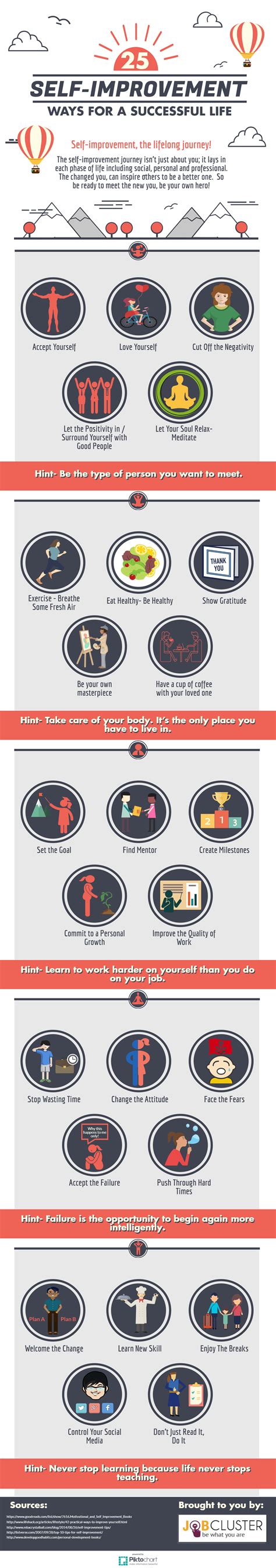 25 Self Improvement Tips For A Successful Life Infographic E Learning
