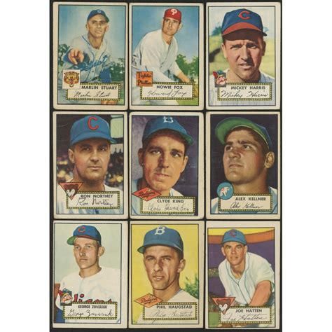 Lot Of 9 1952 Topps Baseball Cards With 207 Mickey Harris 198 Phil