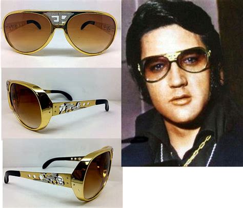 Elvis Sunglasses Gold Brown Original White Ep Tcb Grand Prix Aviators Clothing