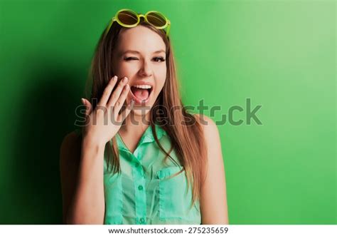 Portrait Cheerful Young Girl Bright Casual Stock Photo 275235659