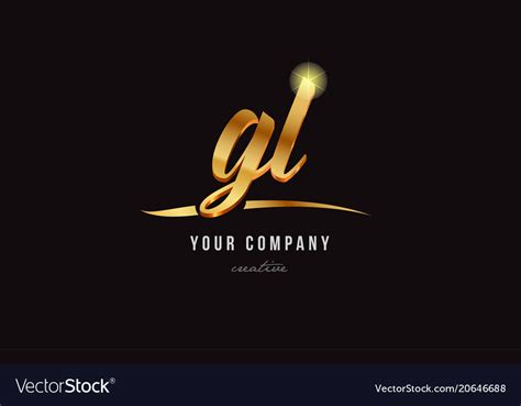 Gold Alphabet Letter Gl G L Logo Combination Icon Vector Image