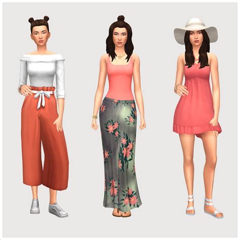 The Sims 4 Basegame Lookbook Maxi Outfits Hippie Outfits Party