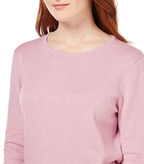 Woolovers Womens Cashmere Cotton Crew Neck Long Sleeve Sweater Knitted