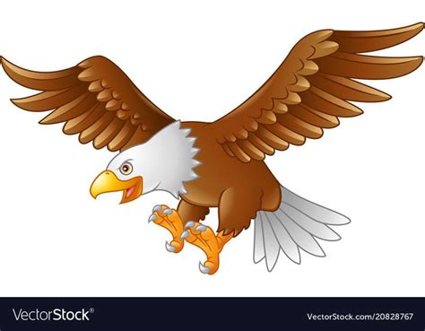 Vector Illustration Of Cartoon Eagle Flying Download A Free Preview Or