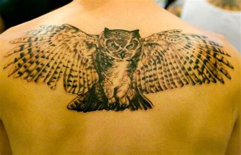 Upper Back Flying Owl Tattoo Ideas