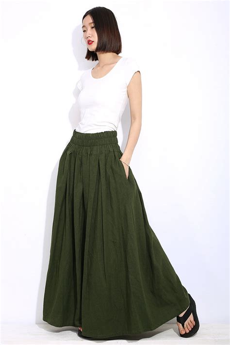 Army Green Plus Size Skirt Khaki Long Maxi Casual Everyday