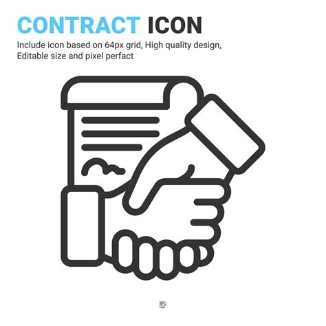 Contract Icon Vector With Outline Style Isolated On White Background