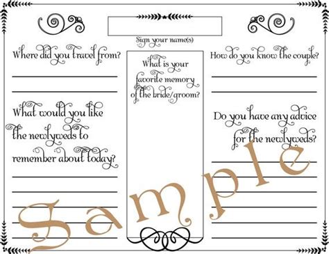 Guest pages have spaces for 412 signatures, gift pages have spaces for 241 gifts. Wedding Guest Book Page Formal PDF Template 85 x by ...