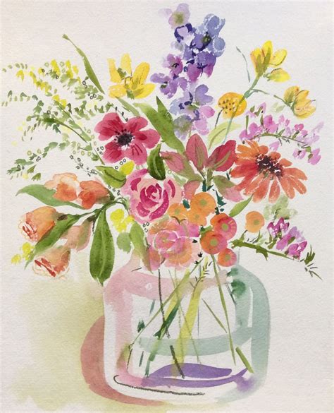 Tranquility In A Vase Of Flowers Watercolor Flower Art Watercolor