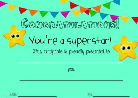 Superstar Reward Certificate Free Resource Teacha
