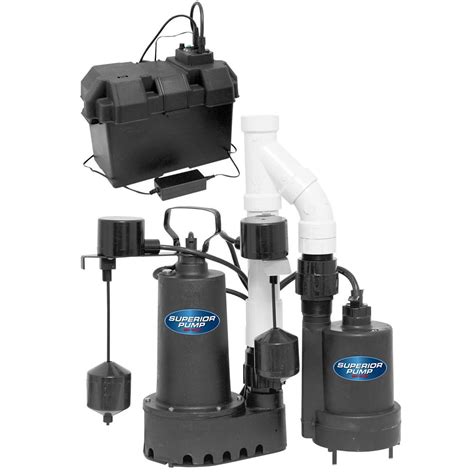 Like most sump pump backup systems, it doesn't come with a battery. Superior Pump Pre-Assembled Emergency Backup Sump Pump ...