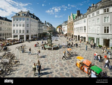 Stroget Copenhagen Denmark Pedestrian Shopping Street Stock Photo