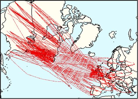 Actual Flight Paths For All Trans Atlantic Flights On One Day Which