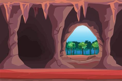 Premium Vector Illustration Of The Cave Entrance At Forest Illustration