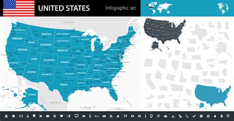 Map Of United States Infographic Vector Stock Illustration Download
