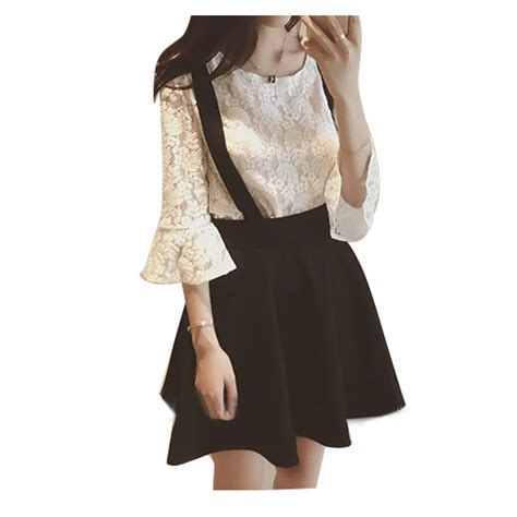 Women High Waist Suspender Skirt Black M N3p6 Ebay