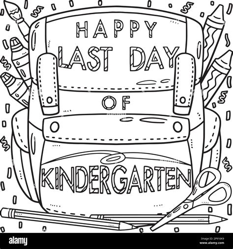 Happy Last Day Of Kindergarten Coloring Page Stock Vector Image And Art