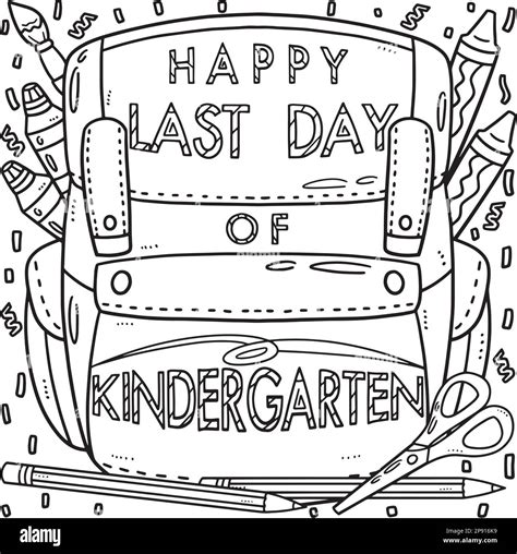 Happy Last Day of Kindergarten Coloring Page Stock Vector Image & Art