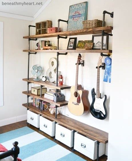 Modern shelving systems made with pipes allow you to hide the pipes visually by using attractive thick wood shelves or painted bright color metal and wooden shelves that grab the attention. 14 Incredible Ways to Use Industrial Pipe {decorate, craft ...