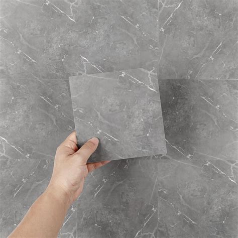 Hode 24pcs 15x15cm Grey Marble Tile Stickers For Kitchen Bathroom