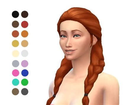 The Sims Resource Braided Pigtails Hair Retextured By Ladyfancyfeast