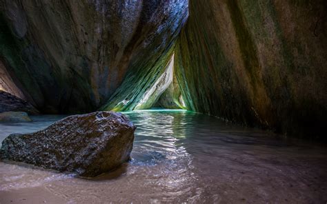 Nature Landscape Cave Sea Rocks Sand British Virgin Islands