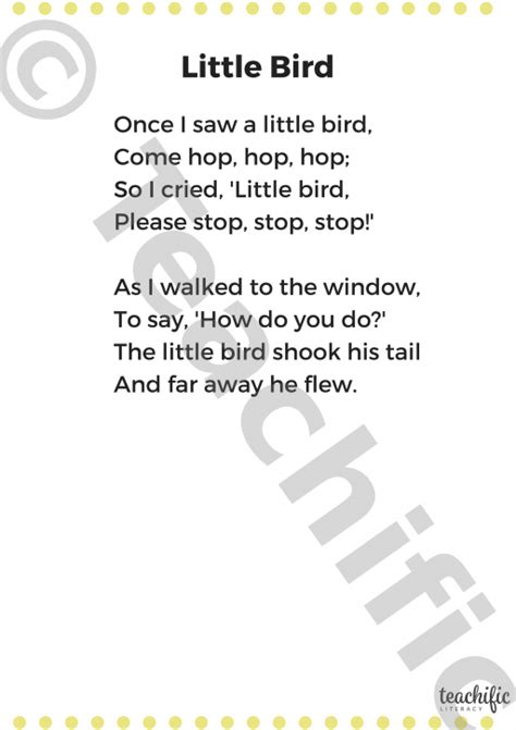 Poems Little Bird K 3 Teachific