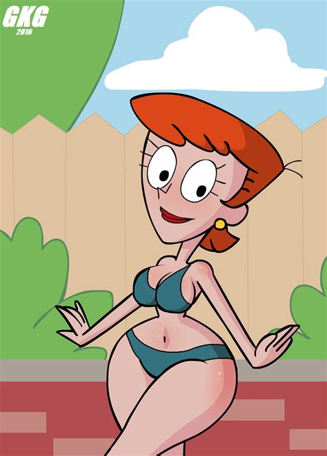Rule 34 Bikini Canonical Scene Dexters Laboratory Dexters Mom Earring Female Gkg Green