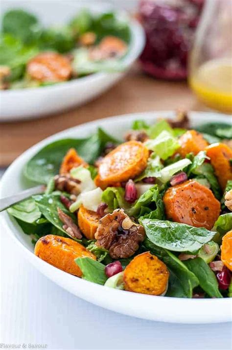 (refrigerate the remaining half of sweet potatoes for day 2. Roasted Sweet Potato Spinach Salad with Maple Walnuts and ...