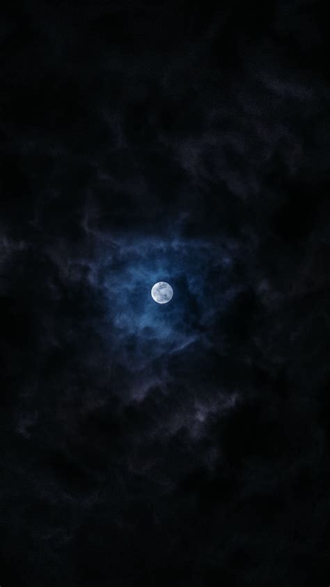 Download Wallpaper 1350x2400 Moon Full Moon Clouds Night Sky Dark